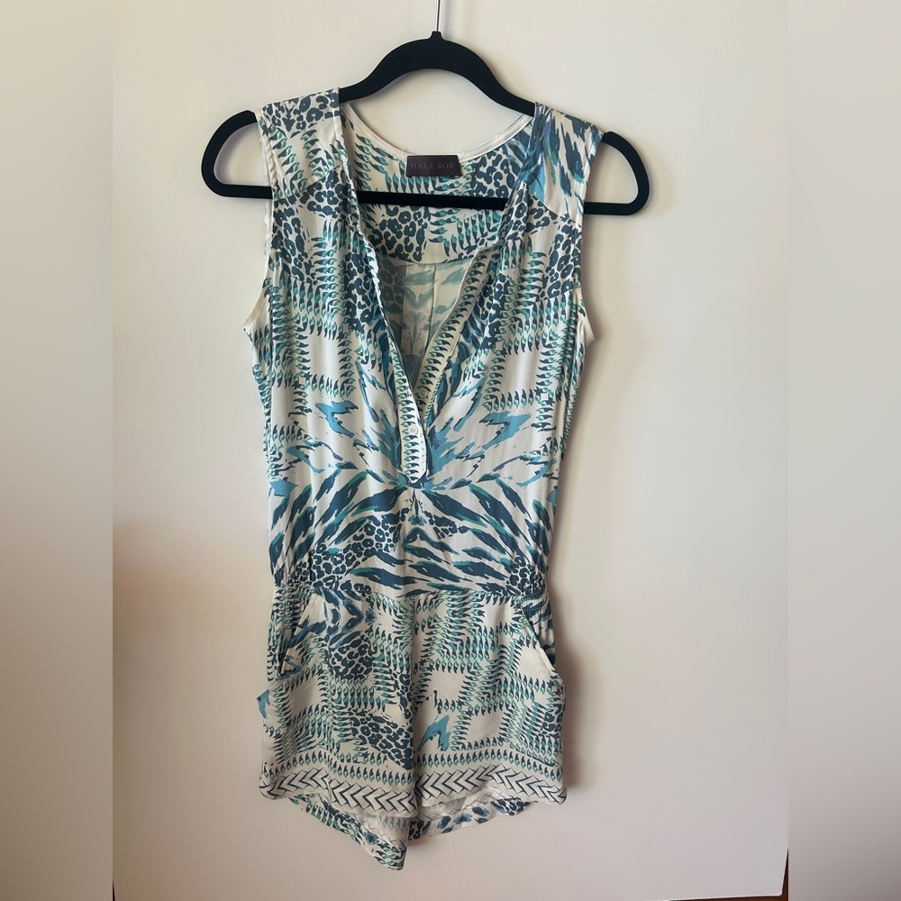 Hale Bob Teal and Navy Animal Print romper